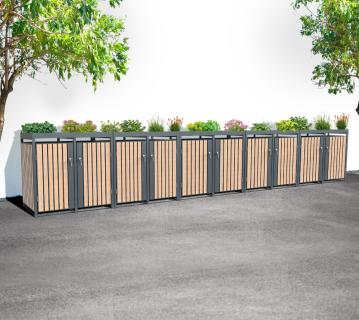 Westmann Metall Mülltonnenbox Planta | 10x240 L | Mülltonnenbox mit Pflanzdach | 84x660x124 cm 