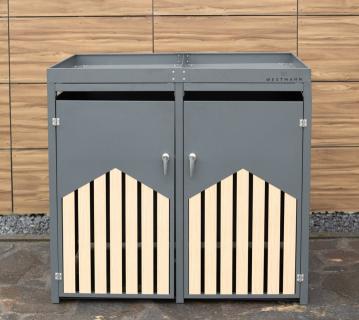 Westmann Stahl Mülltonnenbox für 2 Mülltonnen 240 Liter | Anthrazit | 84x134x125 cm 