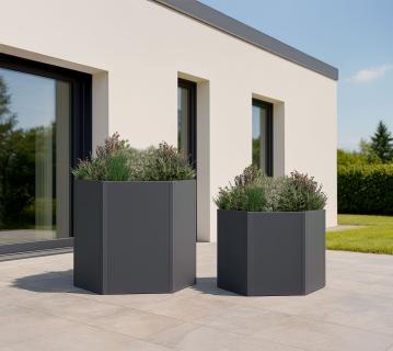 Westmann Varia Set | Metall Hochbeet 6-eckig | 2er-Set | Anthrazit 