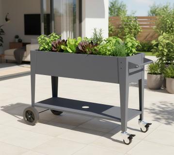 Westmann Mobila Plus | Metall Hochbeet auf Rollen | Anthrazit  