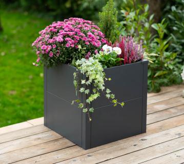 Westmann Metall Pflanzkübel Talus S | Pflanzkübel modern  | Anthrazit | 50x50x50 cm 