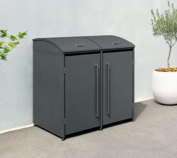 Westmann Metall Mülltonnenbox Moderna 2 | 2x240 L | Anthrazit | 83x139x135 cm 