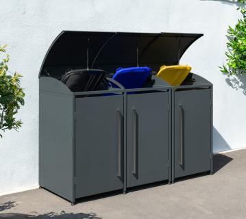 Westmann Metall Mülltonnenbox Moderna 3 | 3x240 L | Anthrazit | 83x211x135 cm 