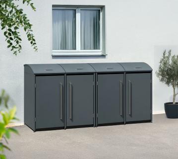 Westmann Metall Mülltonnenbox Moderna 4 | 4x240 L | Anthrazit | 83x278x135 cm 