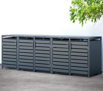 Westmann Metall Mülltonnenbox 5er Kubus | 5x 240 L | Anthrazit | 332x80x116 cm 