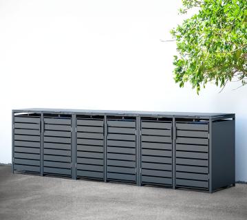 Westmann Metall Mülltonnenbox Kubus 6er | 6x240 L | Anthrazit | 396x80x116 cm 