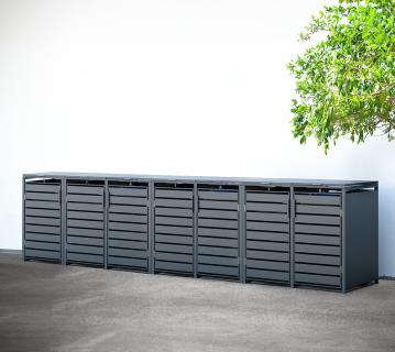 Westmann Metall Mülltonnenbox Kubus 7er | 7x240 L | Anthrazit | 464x80x116 cm 