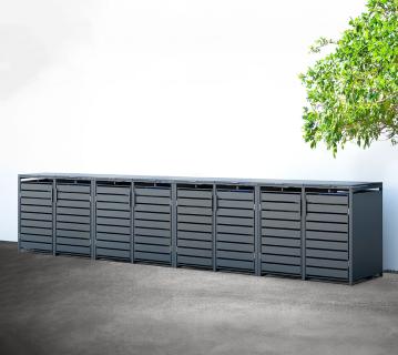 Westmann Metall Mülltonnenbox Kubus 8er | 8x240 L | Anthrazit | 528x80x116 cm 
