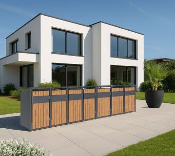 Westmann Varius 7 | Metall Mülltonnenbox 7er | 7x240 L | Holzoptik 