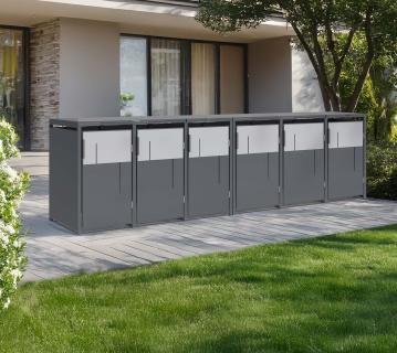 Westmann Tonus 6 | Metall Mülltonnenbox 6er | 6x240 L | Anthrazit 