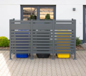 Westmann Metall Mülltonnenverkleidung Planum | 3x240 L | Anthrazit | 250x90x150 cm 