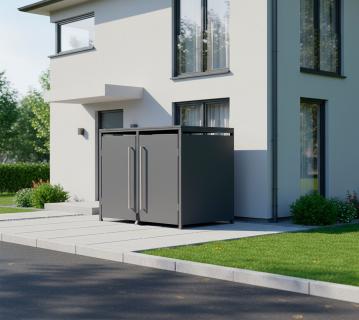 Westmann Pedura 2 | Metall Mülltonnenbox mit Fußpedal | 2x240 L | Anthrazit 