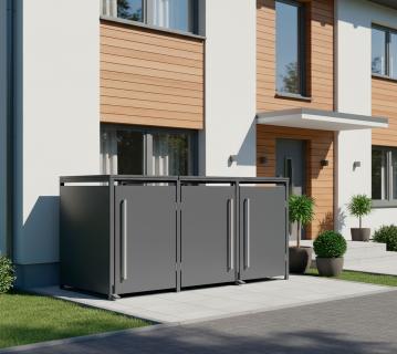 Westmann Pedura 3 | Metall Mülltonnenbox mit Fußpedal | 3x240 L | Anthrazit  