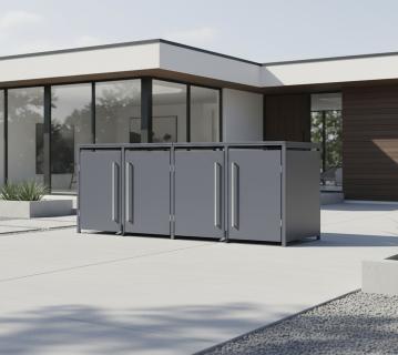 Westmann Pedura 4 | Metall Mülltonnenbox mit Fußpedal | 4x240 L | Anthrazit 