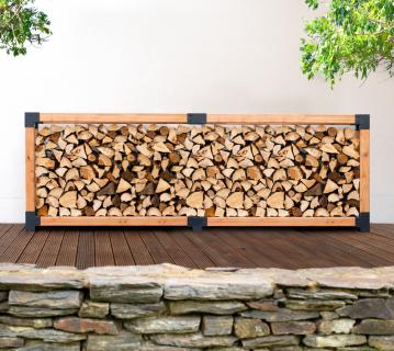 Westmann Lärchenholz Kaminholzregal Michel 11 | Außenbereich | Natur | 378x40x120 cm 
