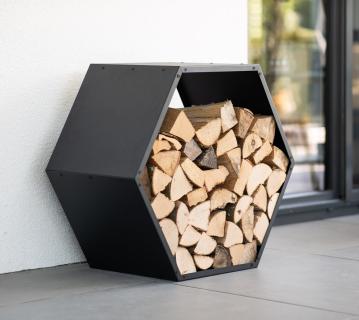 Westmann Stahl Kaminholzregal Biene | Schwarz | 88x45x77 cm 