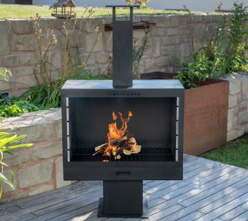 Westmann Stahl Grillkamin Feuerstelle | Schwarz | 50x90x160 cm 