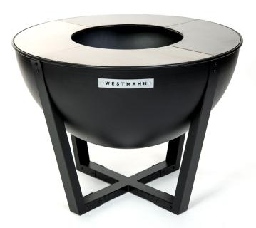 B-WARE Westmann Stahl Feuerstelle inkl. Edelstahl Grillplatte | Schwarz | 81x81x62 cm 