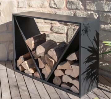 Westmann Stahl Kaminholzregal | Schwarz | 115x35x80 cm 