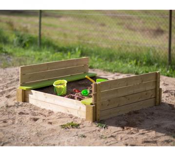 Wendi Toys Holz Sandkasten Maus | mit Deckel | Natur | 117x117x39 cm 