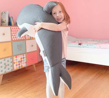 Westmann Stoff Sitzsack Delfin grau 102x40 cm 