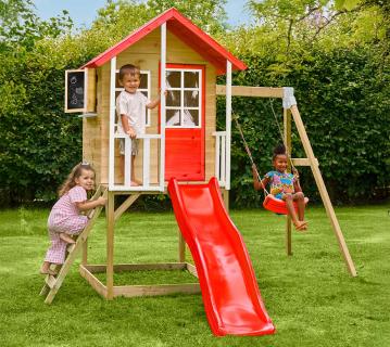 Zwerkules Lolla 2 | Kinder Stelzenhaus mit Rutsche und Schaukel | Holz  