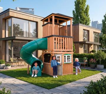 Zwerkules Ramba | Holz Spielturm mit Rutsche | für den kleinen Garten 