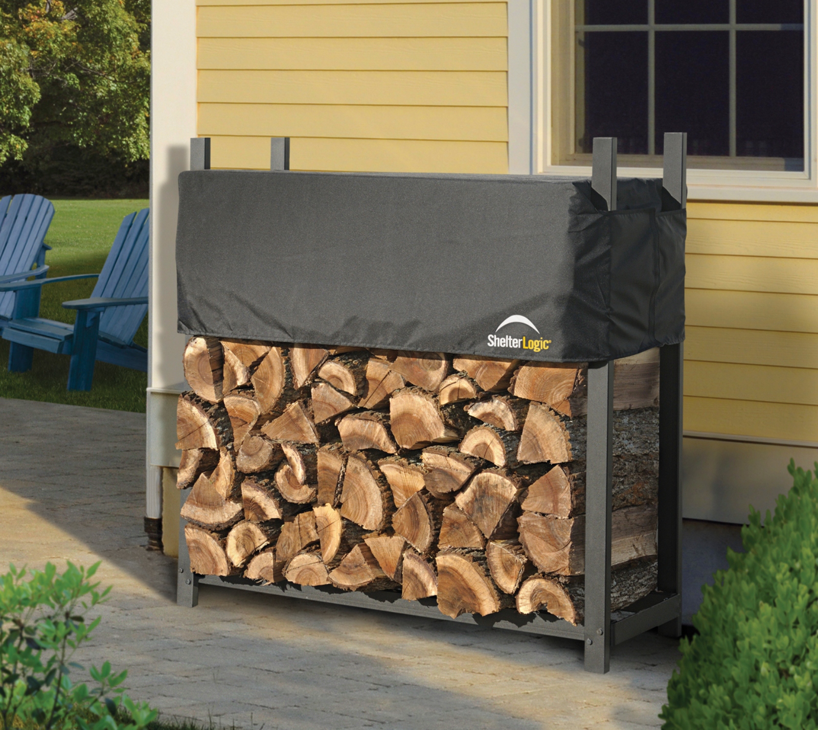 ShelterLogic Kaminholzregal 120cm mit Abdeckung schmal, 1.000kg