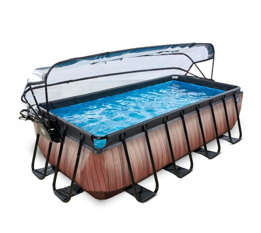 exit frame swimming pool inkl uberdachung wood 400x220 cm mygardenhome