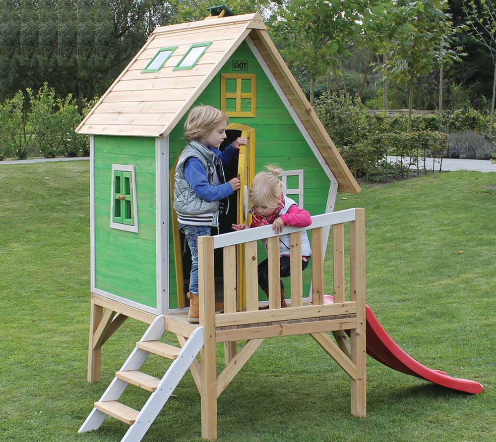 EXIT Kinderspielhaus Fantasia 300 Grün inkl. Veranda & Rutsche