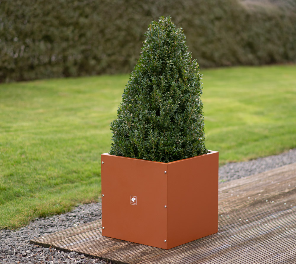 Quadratischer Pflanzkübel Aus Metall & Holz - Moderner Deco Planter Für Drinnen & Draußen