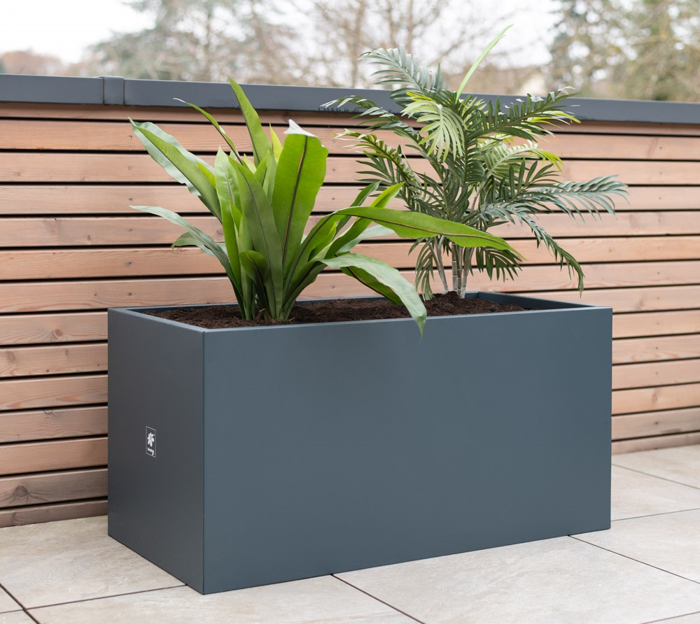 Herstera Garden Metall Pflanzkübel Cube Anthrazit 100x50x50 cm