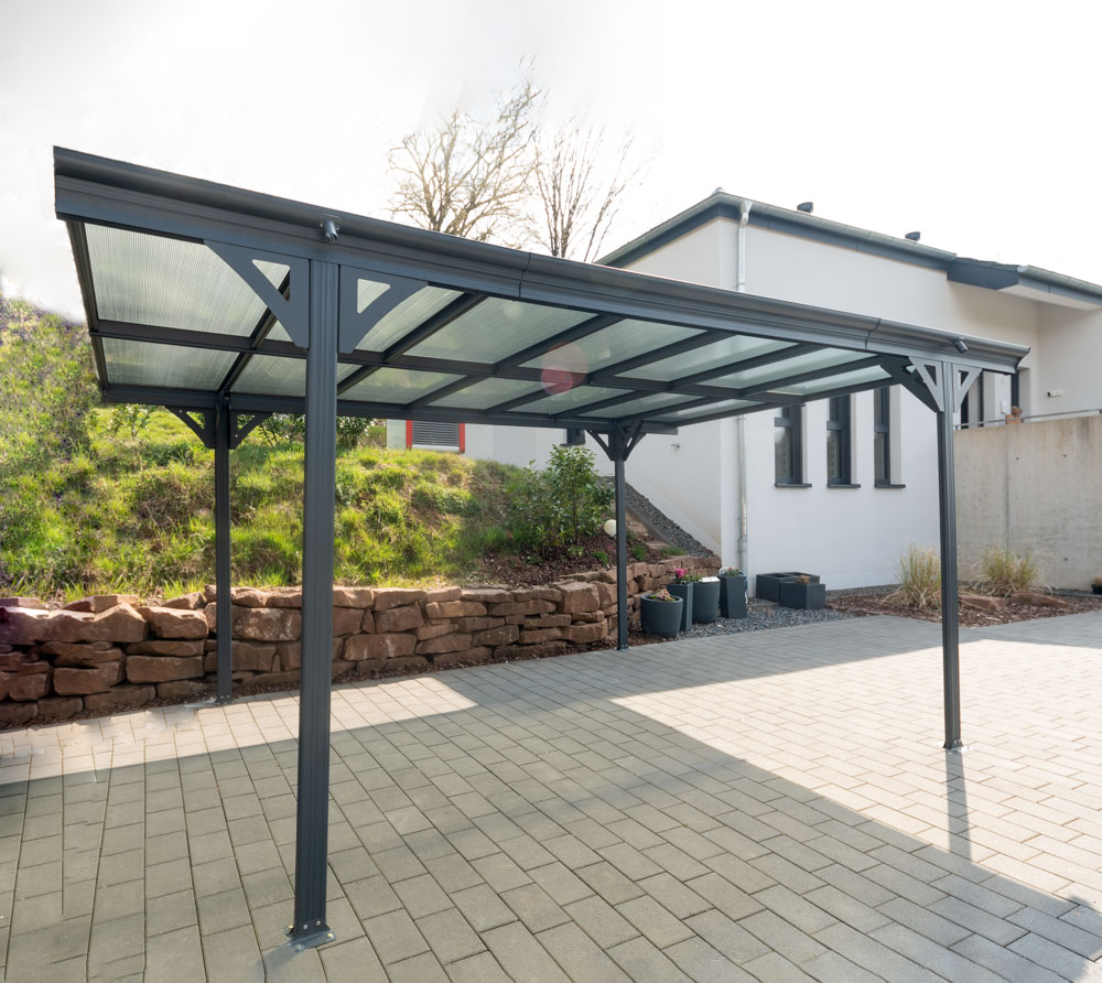 Westmann Aluminium Flachdach Carport Helsinki Anthrazit 3x5m Mygardenhome