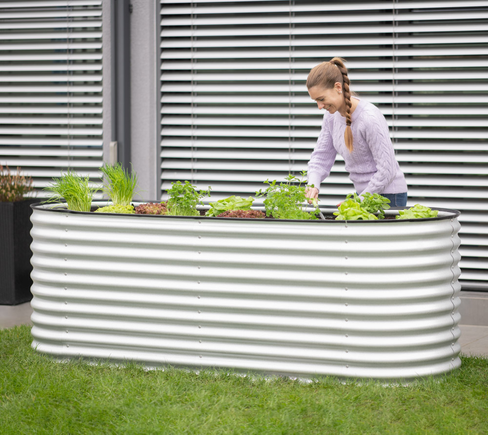Westmann Metall Hochbeet Kräuterbeet Grow Faster silber 80x240x82 cm