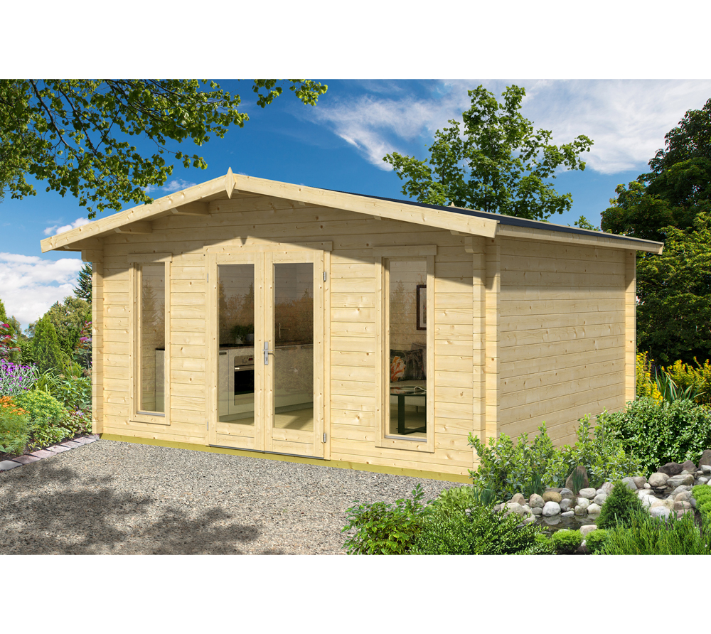 Lasita Maja Gartenhaus Elgin 70 Holzhaus 4x5m 70mm Natur mygardenhome