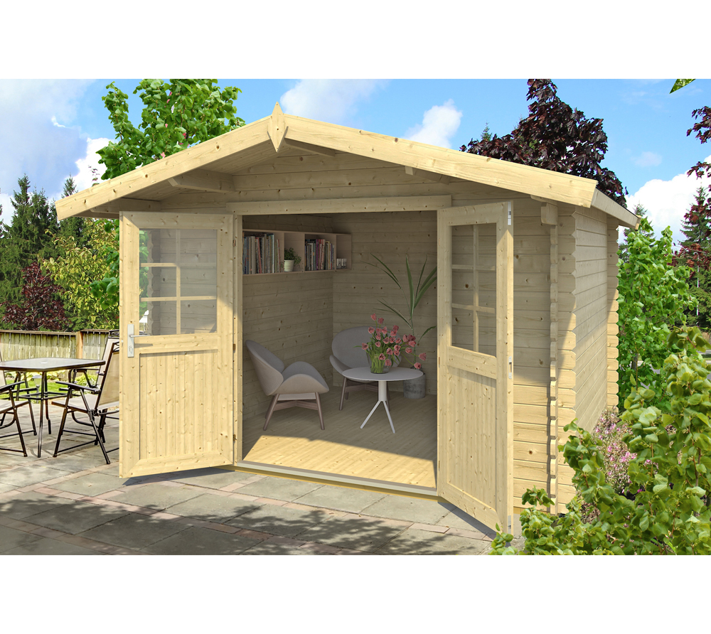Lasita Maja Gartenhaus Cyprus 2d Holzhaus 3x3m 18mm Natur