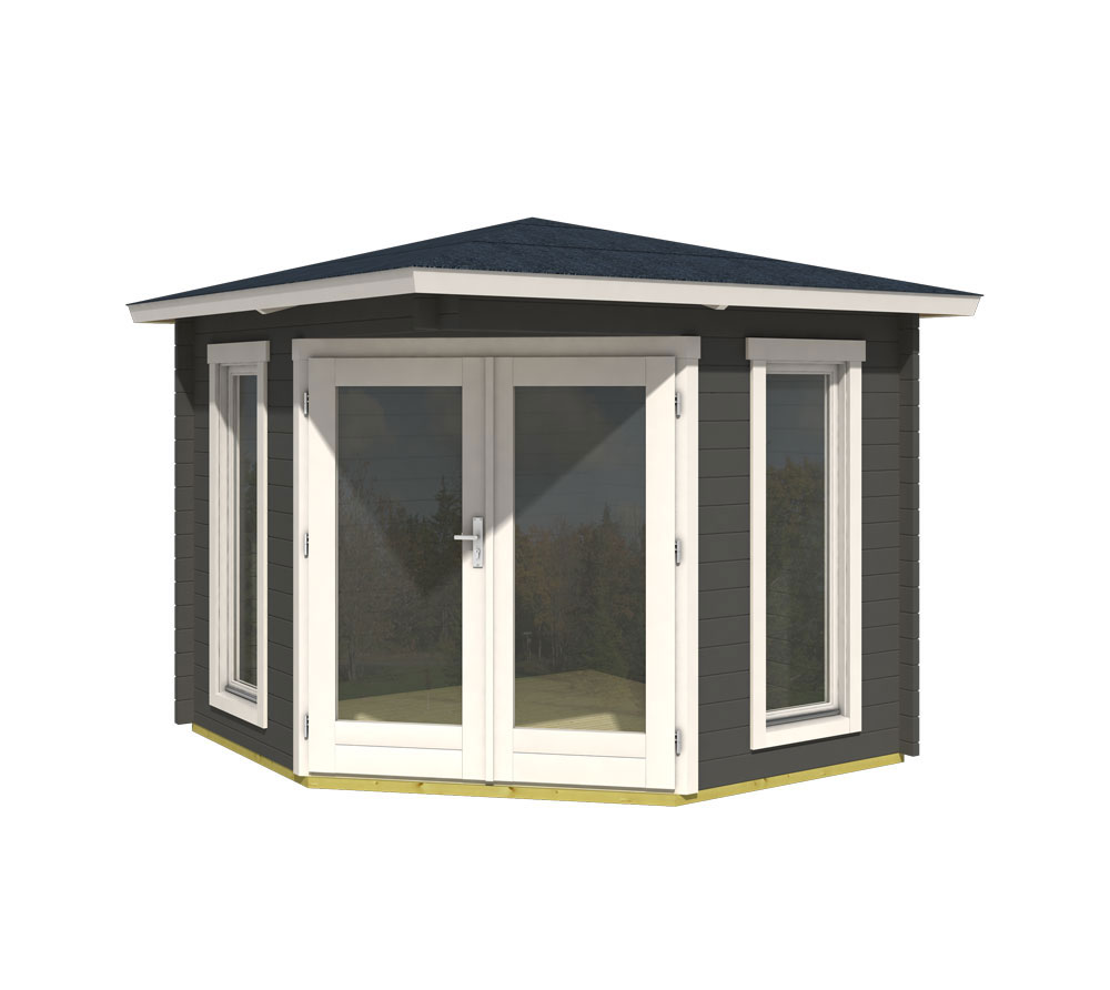 Lasita Maja Gartenhaus Oban 40 Holzhaus 3x3m 40mm Carbongrau Mygardenhome