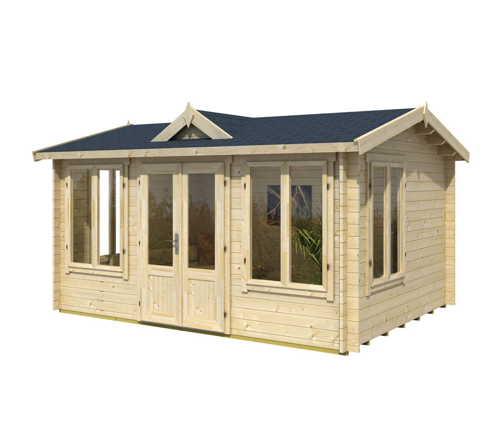Lasita Maja Gartenhaus Windsor 44 Holzhaus 3x4m 44mm Natur Mygardenhome