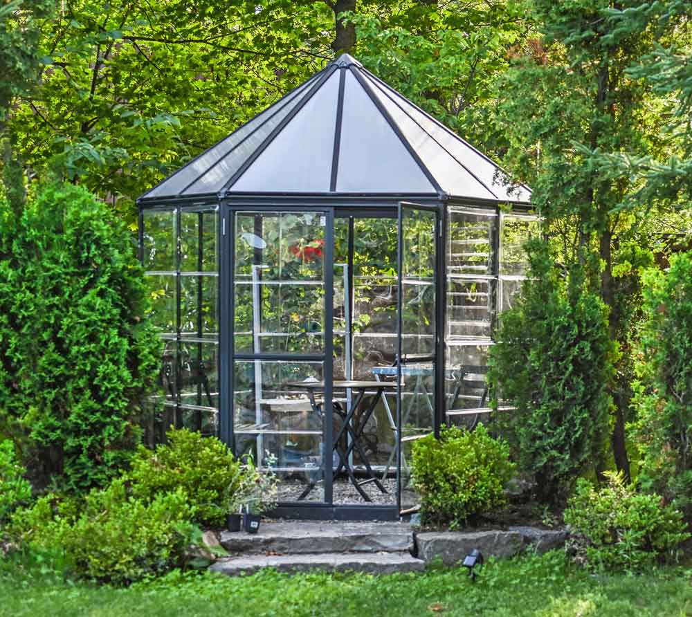 Palram Canopia Aluminium Gewächshaus Oasis grau Ø363 cm mygardenhome