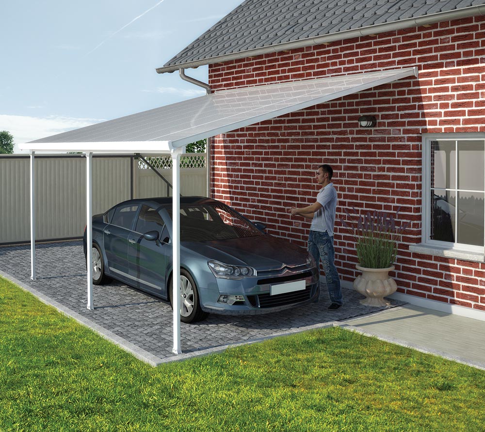 Palram Carport 300x305 cm weiß inkl. Regenrinnen und Befestigungskit ... Palram Carport 300x305 cm weiß inkl. Regenrinnen und Befestigungskit ...