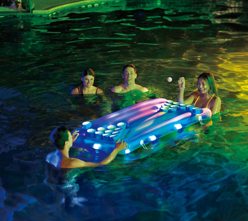 Summer Waves Bierpong Luftmatratze Aqua Glow, mit LED-Funktion, 160x84x19  cm