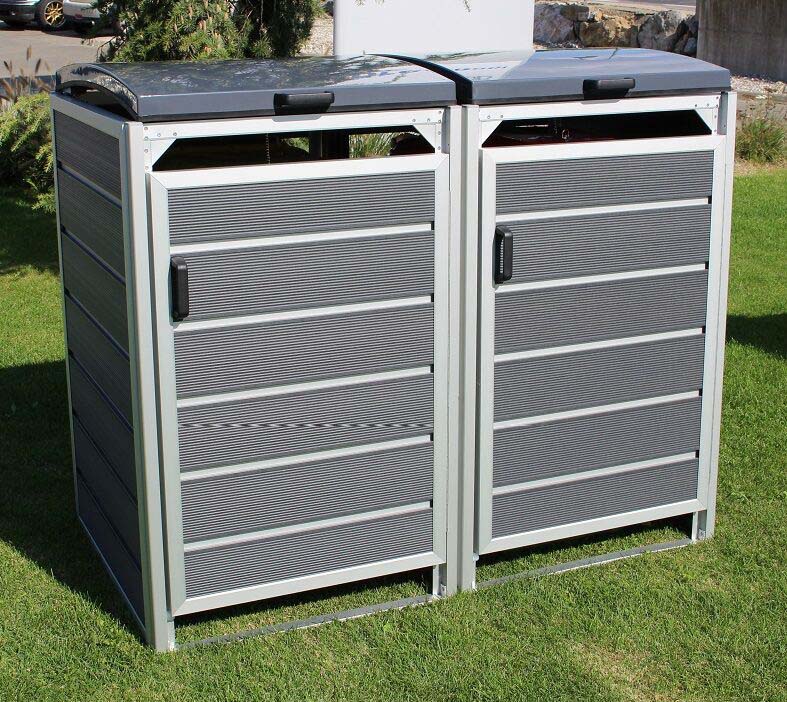 Prewood WPC Mülltonnenbox, Mülltonnenverkleidung 120l grau; 70×136 MUlltonnenbox Holz 120 Liter ~ Prewood WPC Mülltonnenbox, Mülltonnenverkleidung 120l grau; 70×136