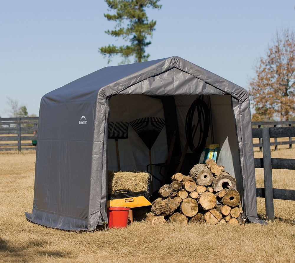 ShelterLogic Folien Zeltgarage Gerätehaus | Grau | 297x305x249 cm |  mygardenhome