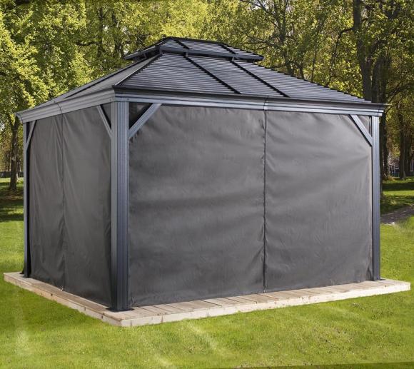 Sojag Pavillon Mykonos 10x14 Vorhänge Seitenteile Dunkelgrau mygardenhome