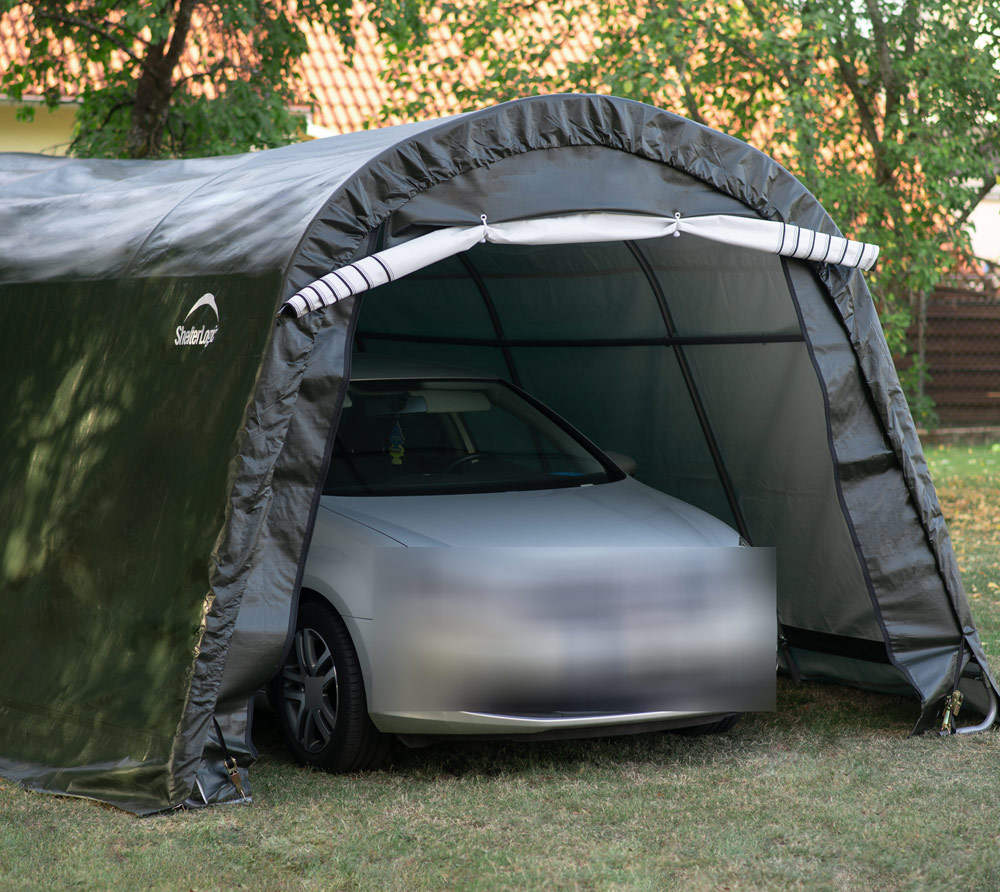 ShelterLogic Folien Zeltgarage Gerätehaus | Grün | 610x300x240 cm |  mygardenhome