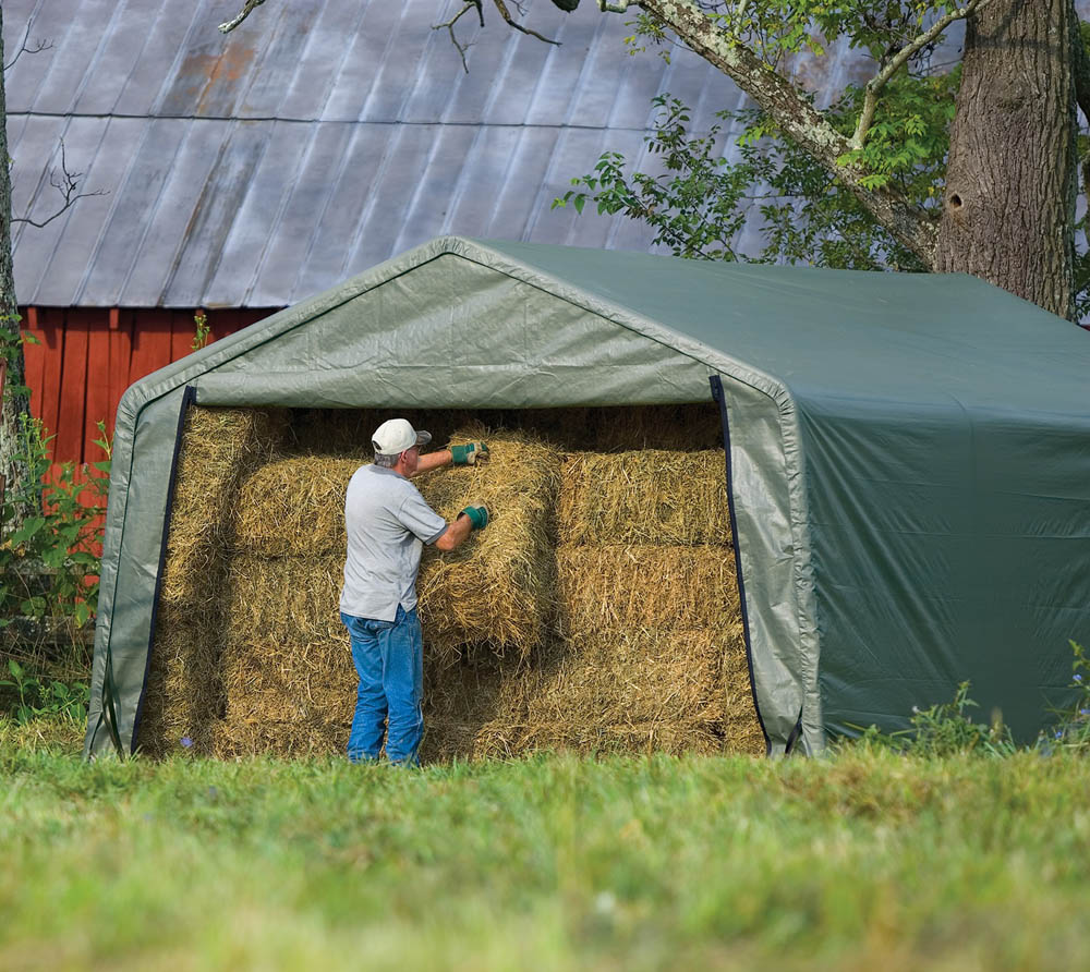 ShelterLogic Folien Weidezelt Zeltgarage | Grün | 610x380x260 cm |  mygardenhome