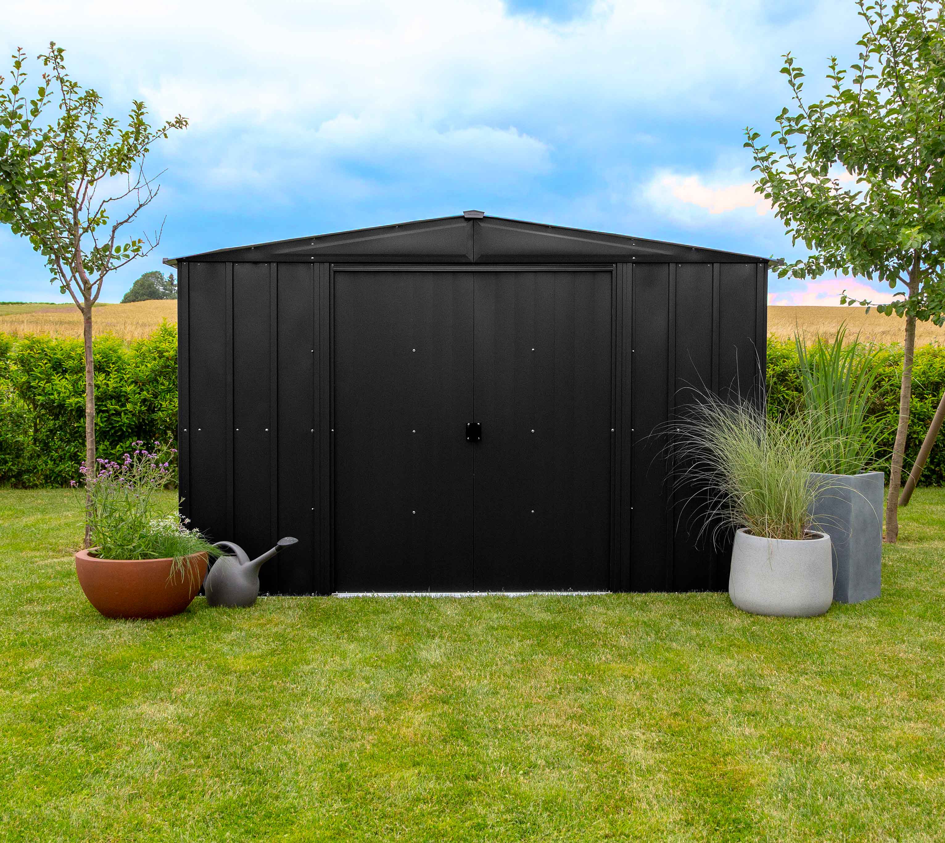 Spacemaker Metall Gerätehaus 1010 | Onyx Schwarz | 297x313x209 cm |  mygardenhome