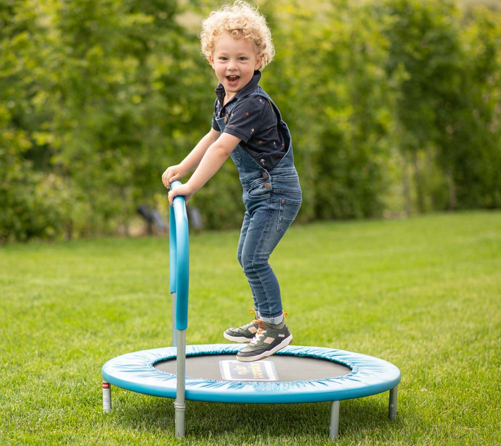Sportspower Trampolin blau Kindertrampolin mit Haltegriff Ø 91 cm