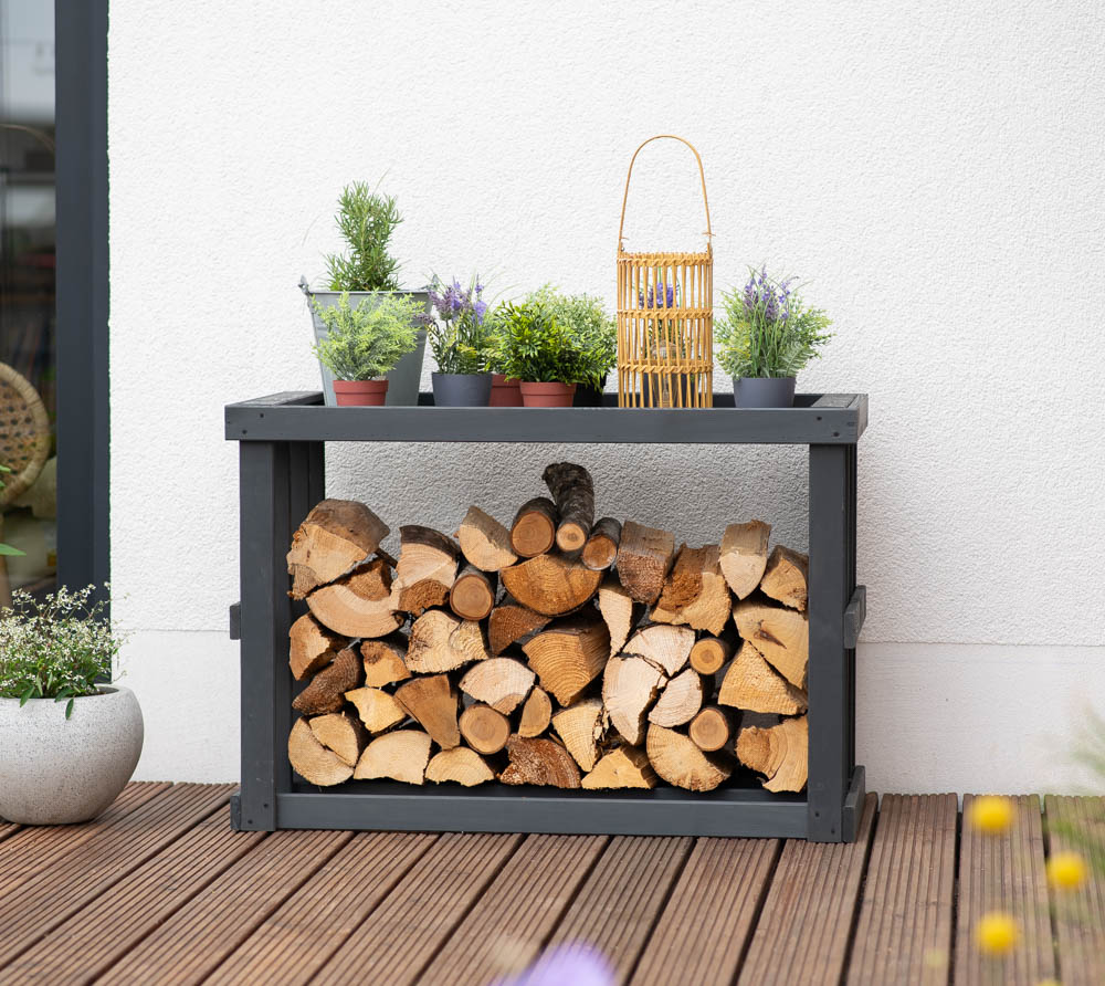 Westmann Holz Kaminholzregal Stephan | Anthrazit | 52x108x74 cm |  mygardenhome | Kaminholzregale