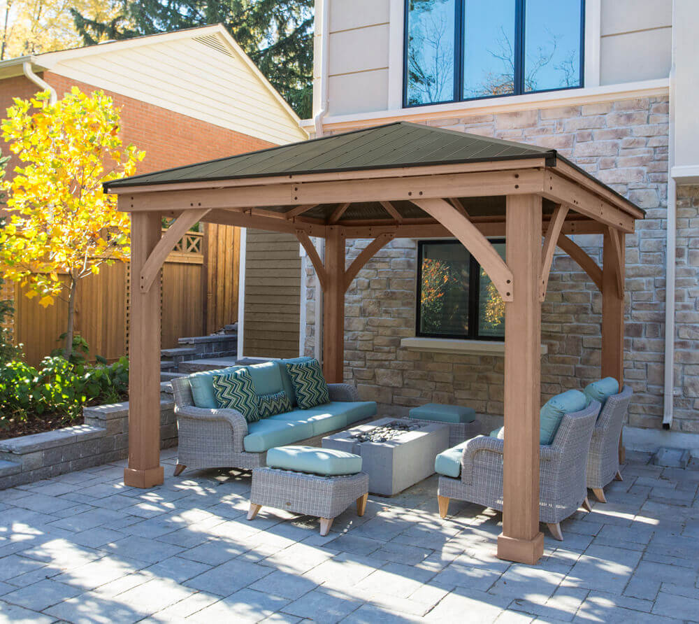 Westmann Holz Pavillon Devon 12x12 Gartenpavillon Natur 366x366 Cm
